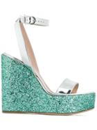 Giuseppe Zanotti Design Glitter Wedge Sandals - Silver