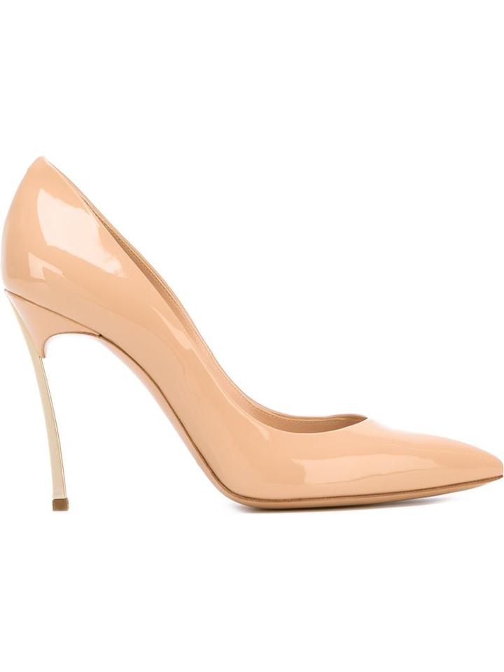 Casadei Blade Pumps, Women's, Size: 40, Nude/neutrals, Leather/patent Leather