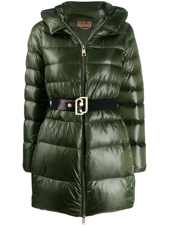 Liu Jo Belted Down Parka Coat - Green