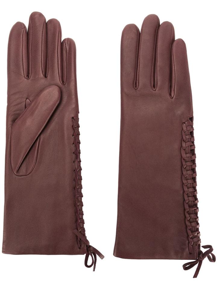 Agnelle Gloves With Lace Detail - Red