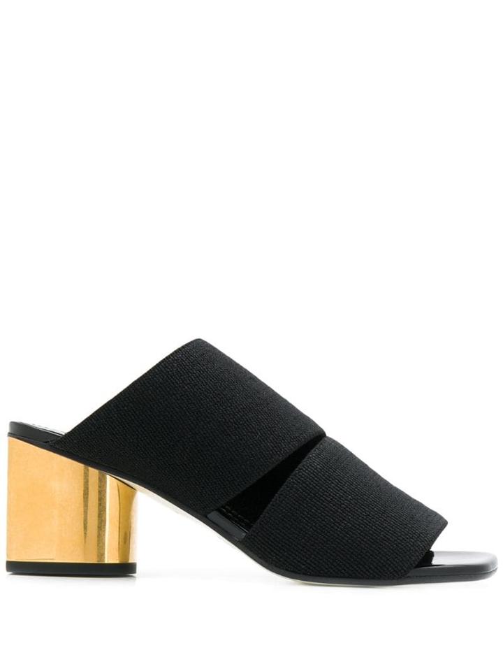 Proenza Schouler Elastic Mid Heel Slides - Black