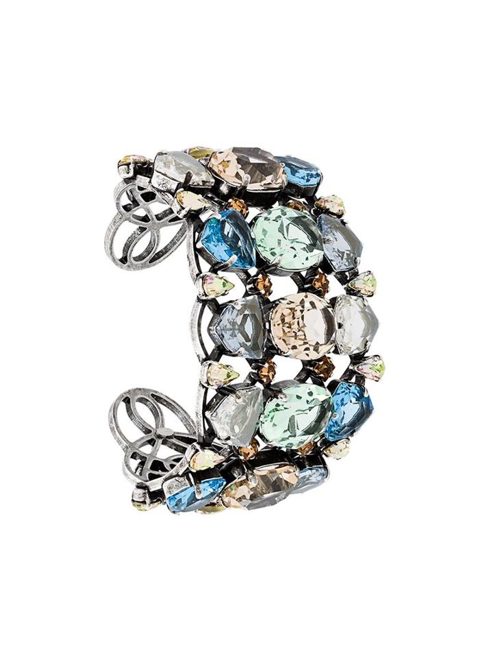 Lanvin Embellished Stone Bracelet, Women's, Metallic