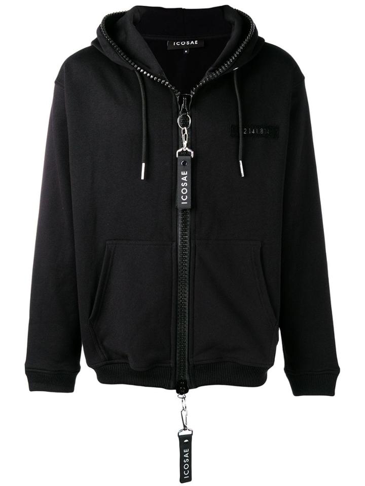 Icosae Front Patch Hoodie - Black