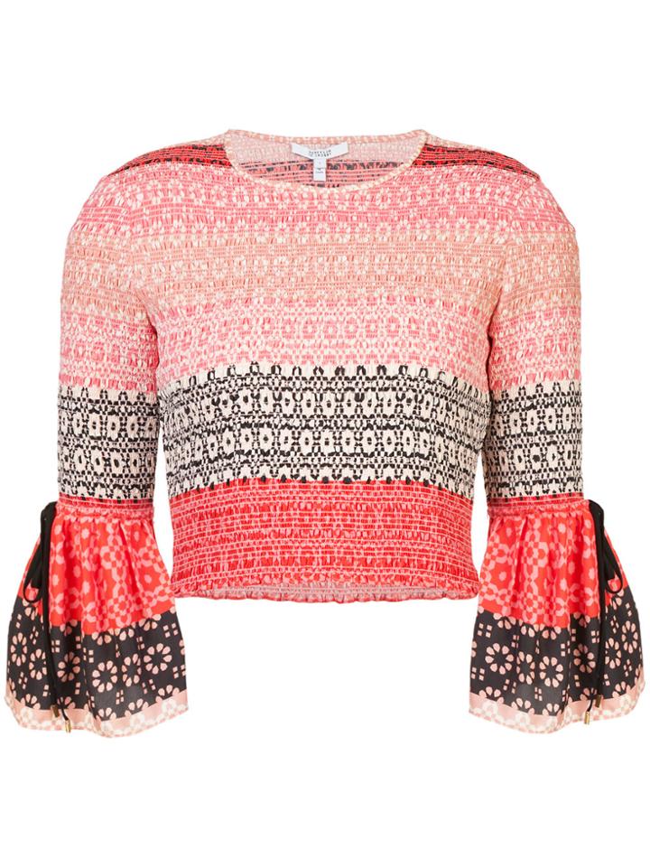 Derek Lam 10 Crosby Bell Sleeve Cropped Blouse - Yellow & Orange