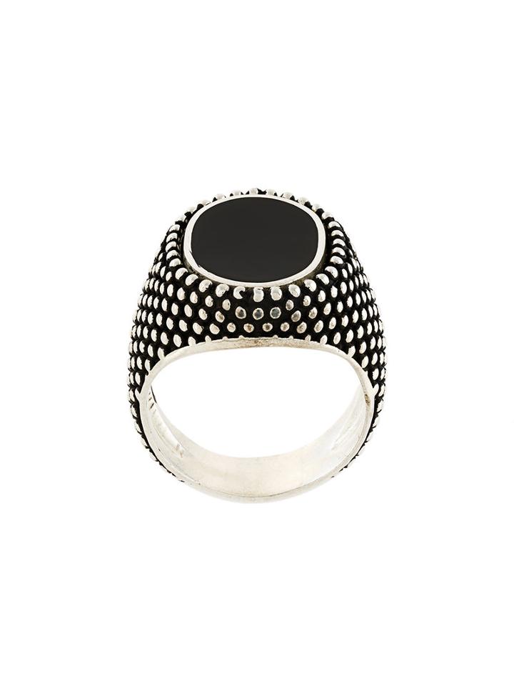 Andrea D'amico Round Embossed Ring, Men's, Size: Medium, Metallic