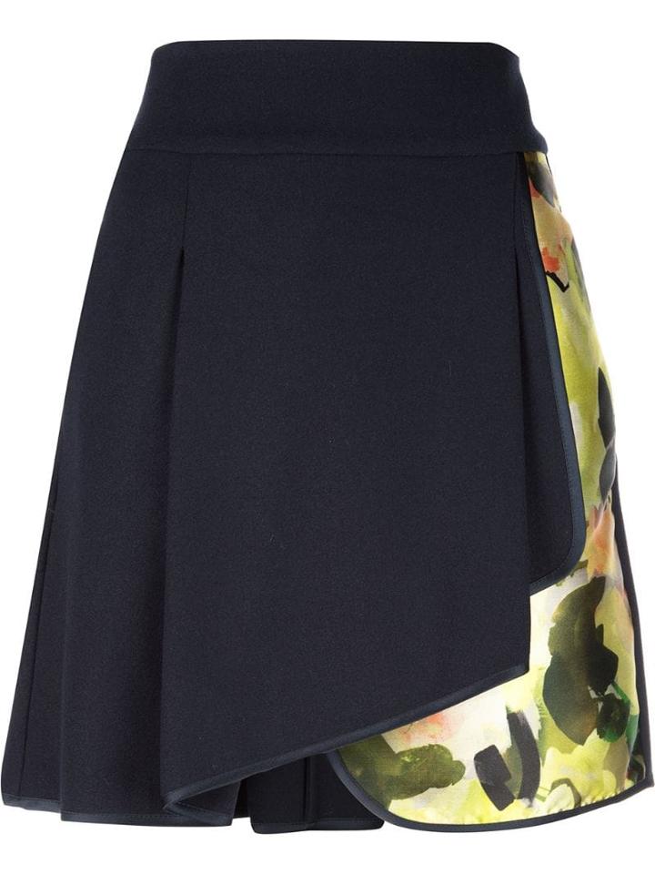 Harvey Faircloth Pleated Floral Skirt - Blue
