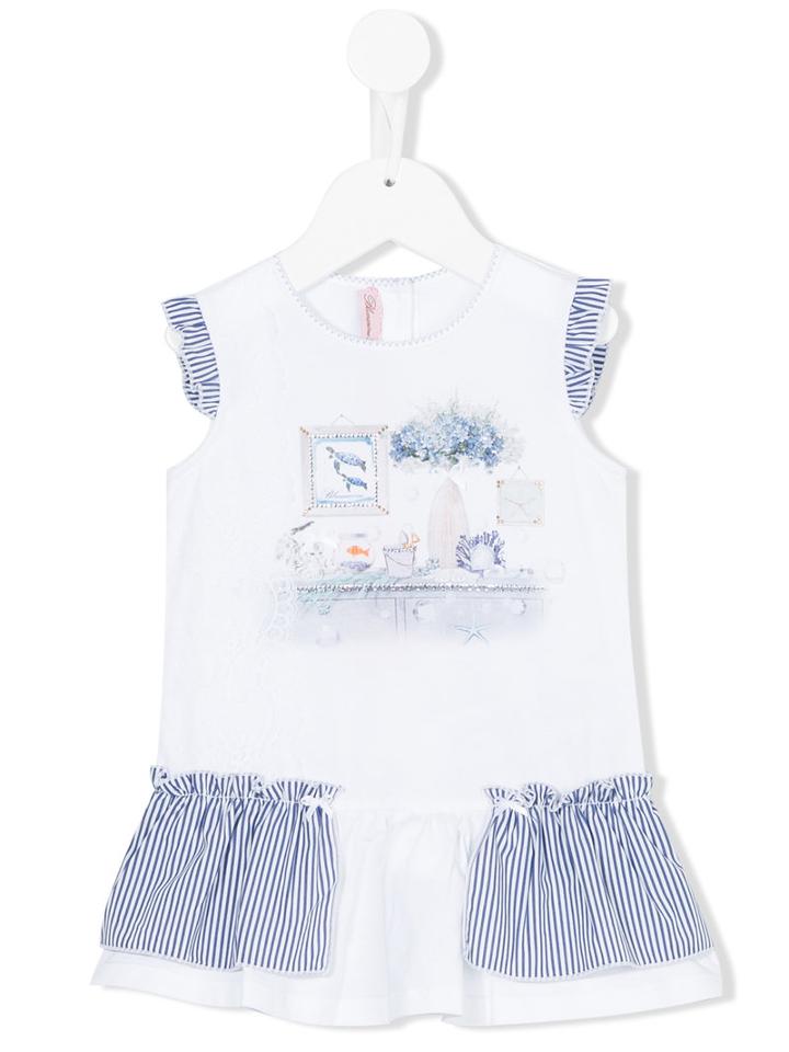 Miss Blumarine - Printed Dress - Kids - Cotton/spandex/elastane - 24 Mth, White