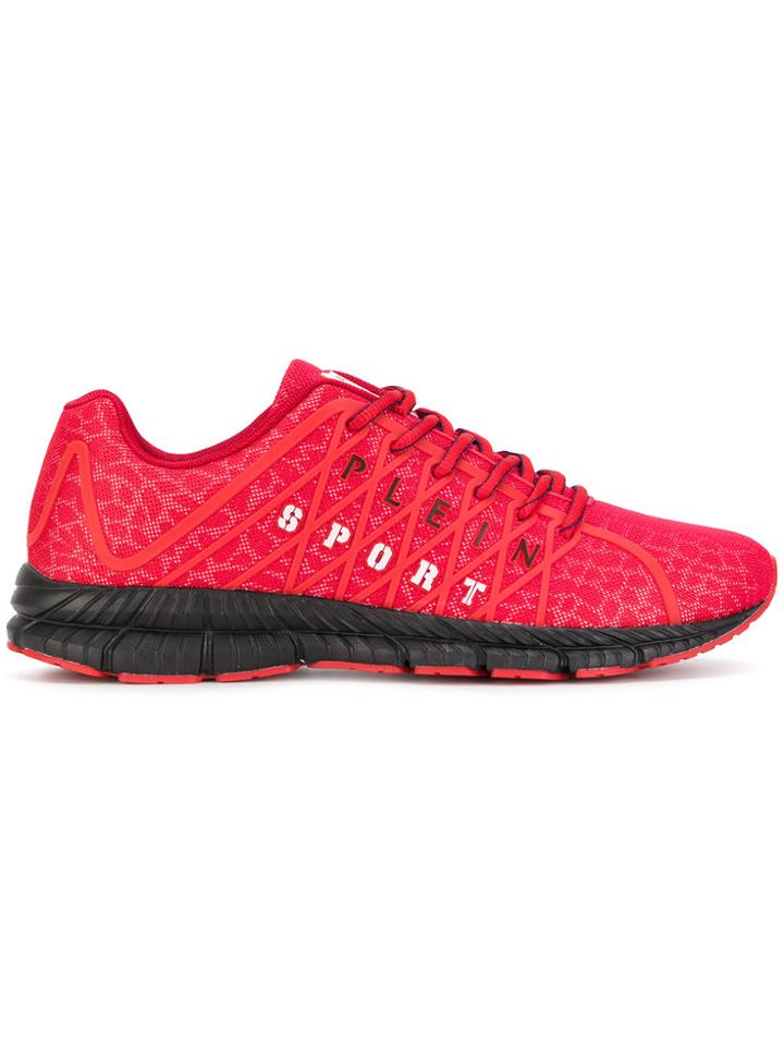 Plein Sport Knitted Logo Sneakers - Red