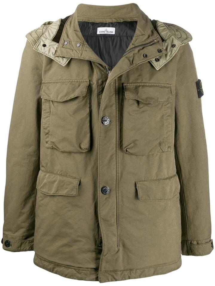 Stone Island Hooded Utility Pocket Jacket - Green