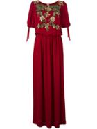 Antonio Marras Embroidered Column Dress, Women's, Size: 42, Red, Polyester/polyamide