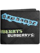 Burberry Tag Print London Check International Bifold Wallet - Grey