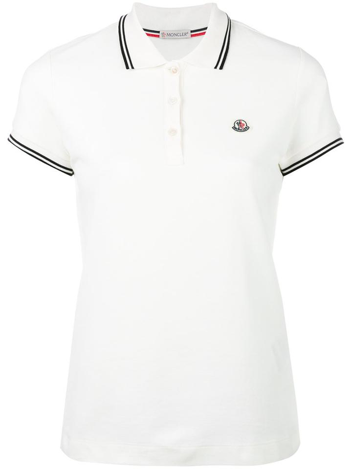 Moncler Contrast Trim Polo Shirt, Women's, Size: Small, Blue, Cotton