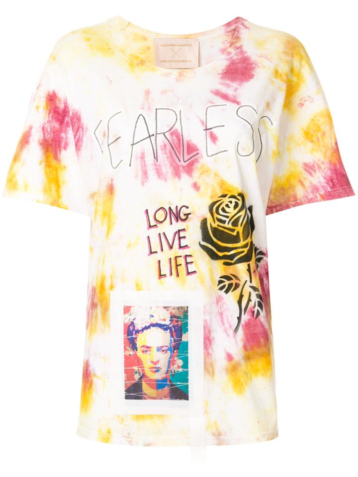 Night Market Tie-dye Slogan T-shirt - Yellow & Orange