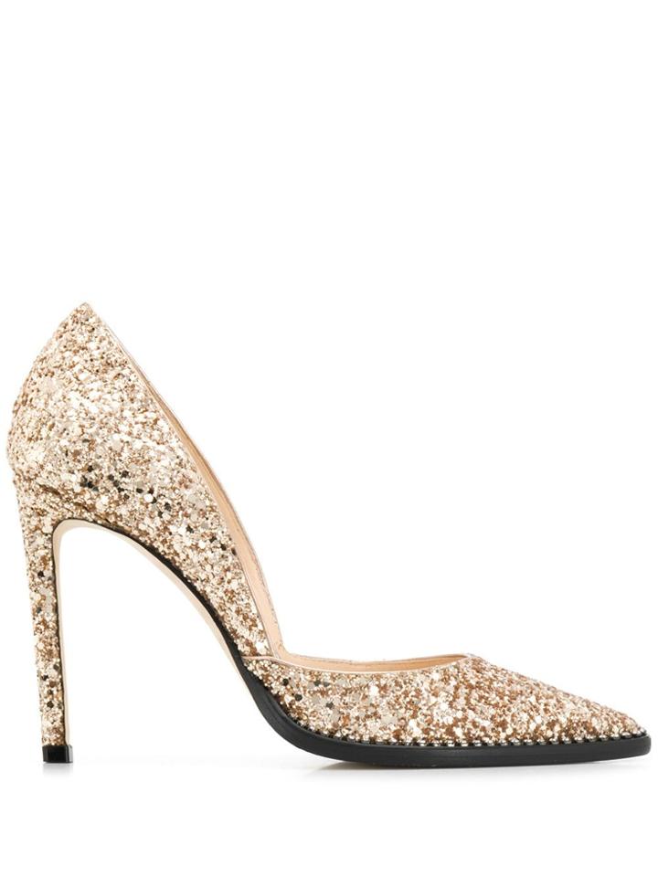 Jimmy Choo Babette 100mm Glitter Pumps - Gold