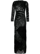 Romance Was Born - Feather Applique Gown - Women - Silk/polyester/sequin - 8, Black, Silk/polyester/sequin