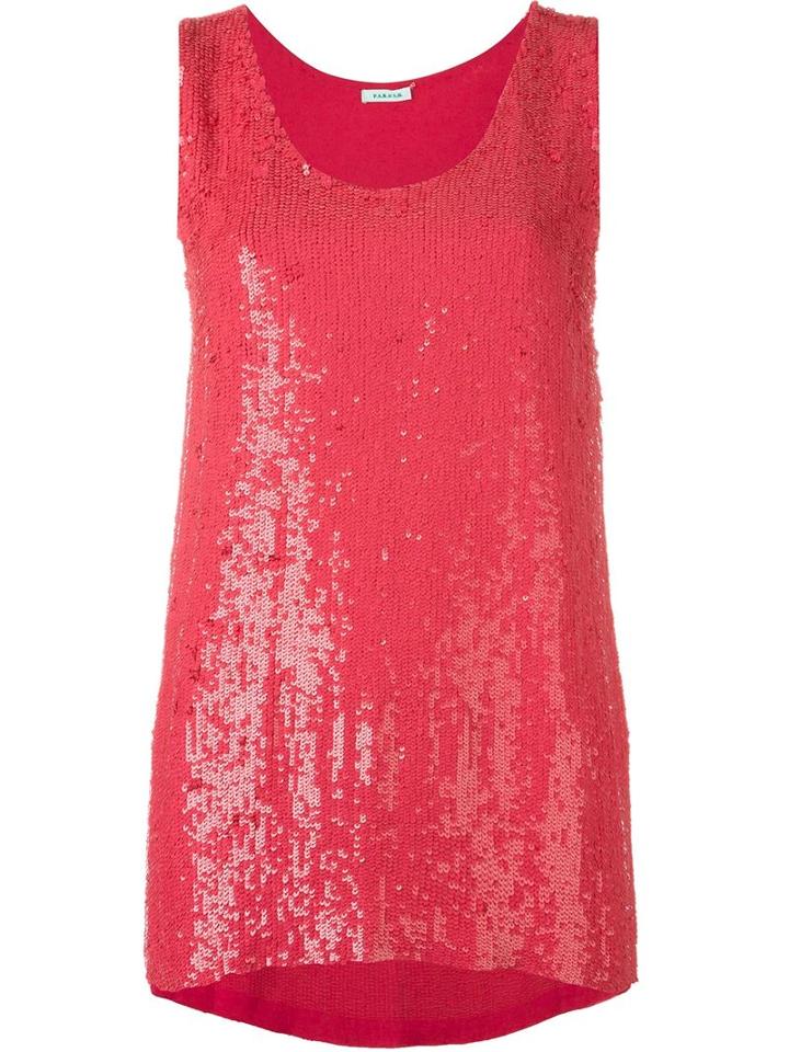 P.a.r.o.s.h. Oversized Top With Sequin Embellished Front, Women's, Size: Xs, Pink/purple, Viscose/pvc