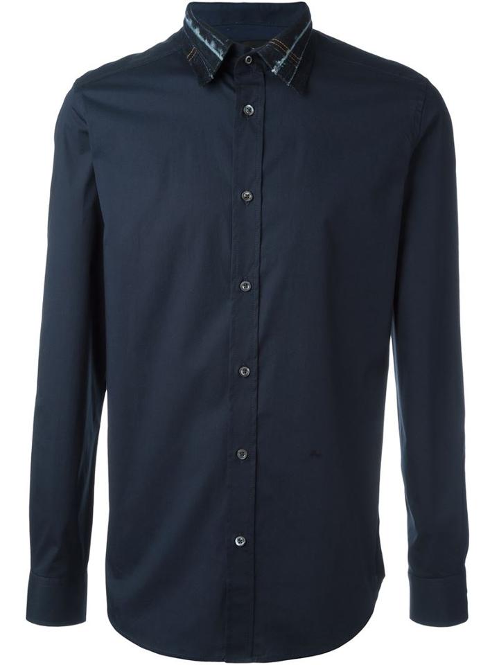 Diesel Denim Collar Shirt, Men's, Size: Medium, Blue, Cotton/spandex/elastane