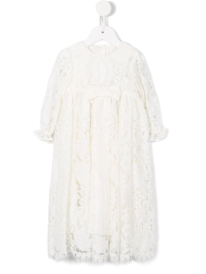 Dolce & Gabbana Kids - Floral Lace Ceremony Gown - Kids - Silk/cotton/nylon/viscose - 6 Mth, White