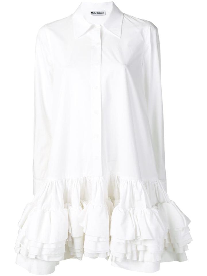 Molly Goddard Ruffled Shirt Dress - White