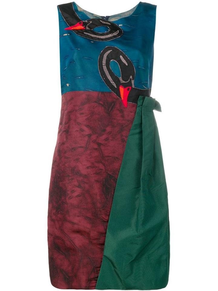 Prada Pre-owned Swan Panelled Short Dress - Red