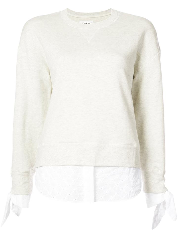 Derek Lam 10 Crosby Long Sleeve Sweatshirt With Shirting Tie Detail -