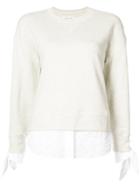 Derek Lam 10 Crosby Long Sleeve Sweatshirt With Shirting Tie Detail -