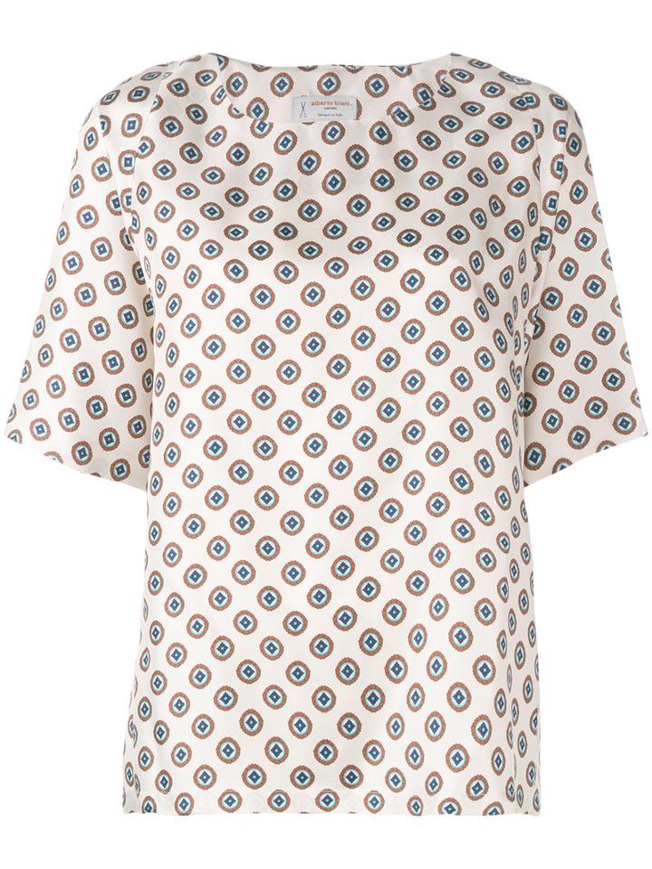 Alberto Biani Geometric Print Top, Women's, Size: 44, Nude/neutrals, Silk