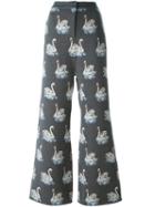 Stella Mccartney Swan Print Trousers, Women's, Size: 42, Grey, Cotton/viscose/virgin Wool