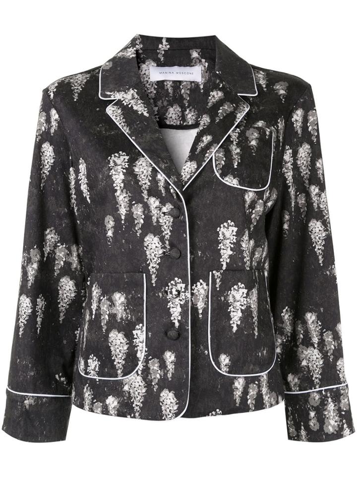 Marina Moscone Contrast Trim Blazer - Black