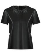 Andrea Bogosian Round Neck Blouse, Women's, Size: Medium, Black, Leather