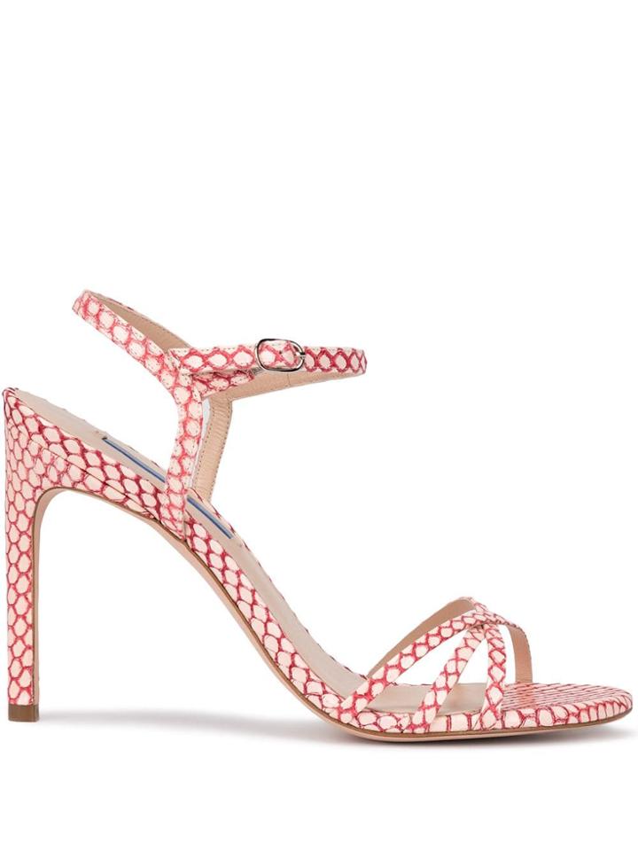 Stuart Weitzman Starla 105' Snake Sandals - White