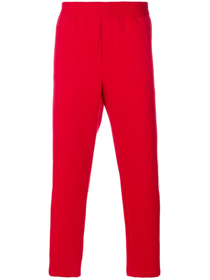 Neil Barrett Striped Button Panel Side Trousers - Red