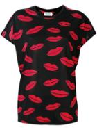 Saint Laurent Lips Print T-shirt, Women's, Size: Xs, Black, Cotton