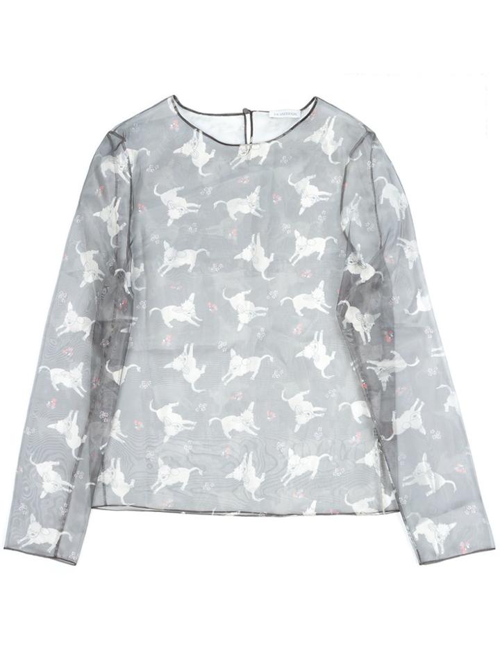 Jw Anderson Donkey Print Sheer Top - Grey