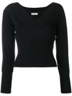 Emilio Pucci Wide V-neck Knit Top - Black