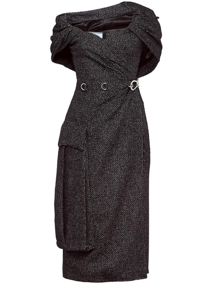 Prada Sheath Dress With Chevron Motif - Grey