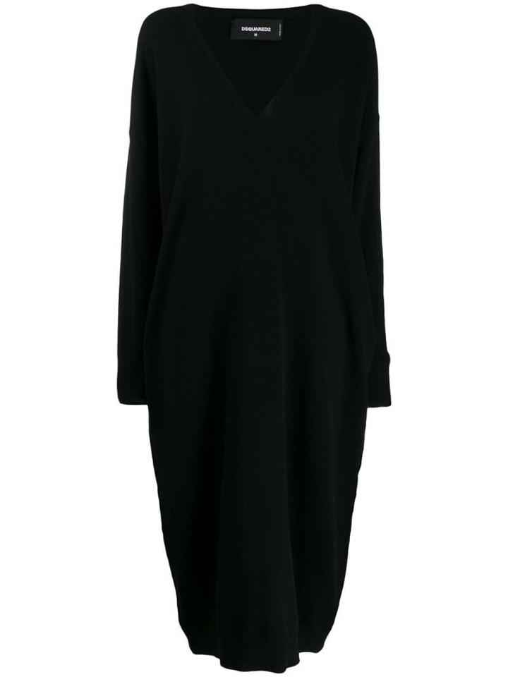 Dsquared2 Deep V-neck Sweater Dress - Black