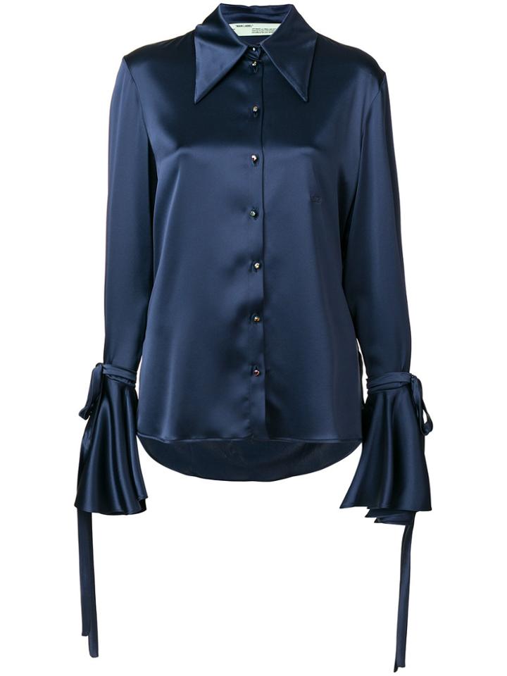 Off-white Bow Sleeve Shirt - Blue