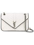 Saint Laurent College Shoulder Bag, Women's, White, Leather/cotton/metal