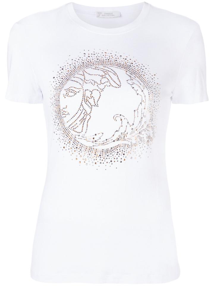 Versace Collection Embellished Medusa T-shirt - White
