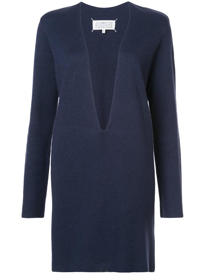 Maison Margiela Deep V-neck Sweater Dress - Blue