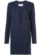 Maison Margiela Deep V-neck Sweater Dress - Blue