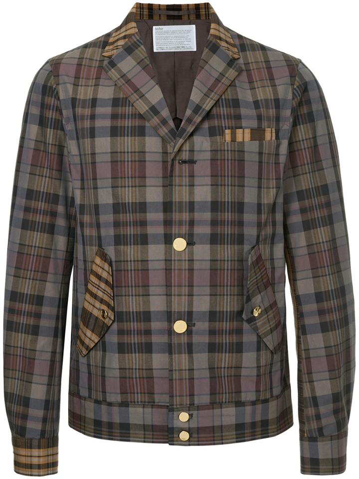 Kolor Two-tone Plaid Print Jacket - Brown