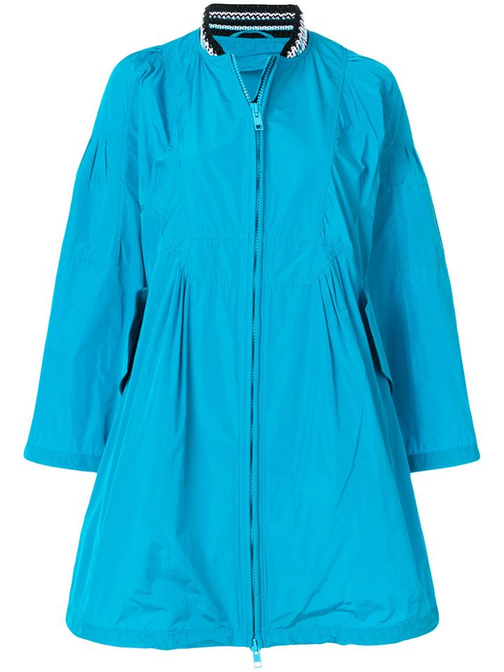Ermanno Scervino Zipped Knitted Neck Coat - Blue