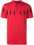 Neil Barrett Lightning Prints Polo Shirt - Red