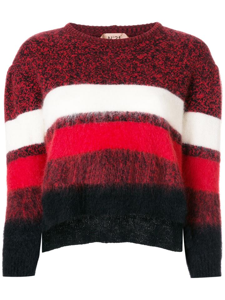 No21 Striped Fluffy Jumper - Red