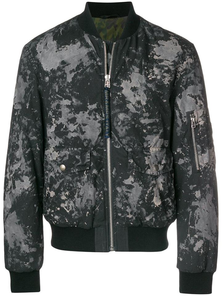 Mr & Mrs Italy Splatter-print Padded Bomber Jacket - Black