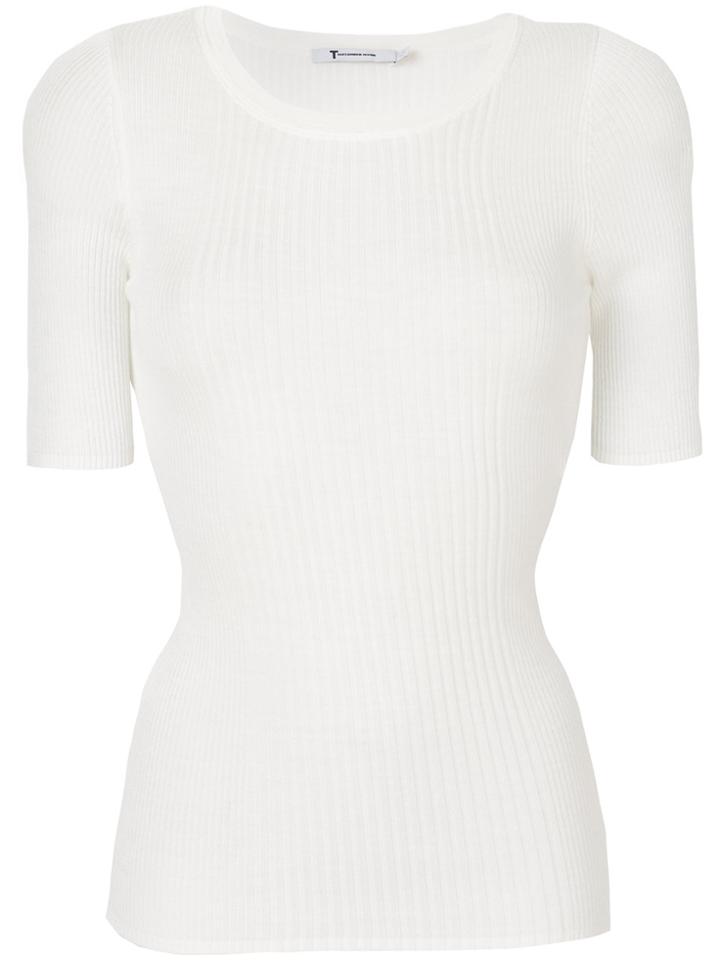 T By Alexander Wang Shortsleeved Knitted Top - Nude & Neutrals