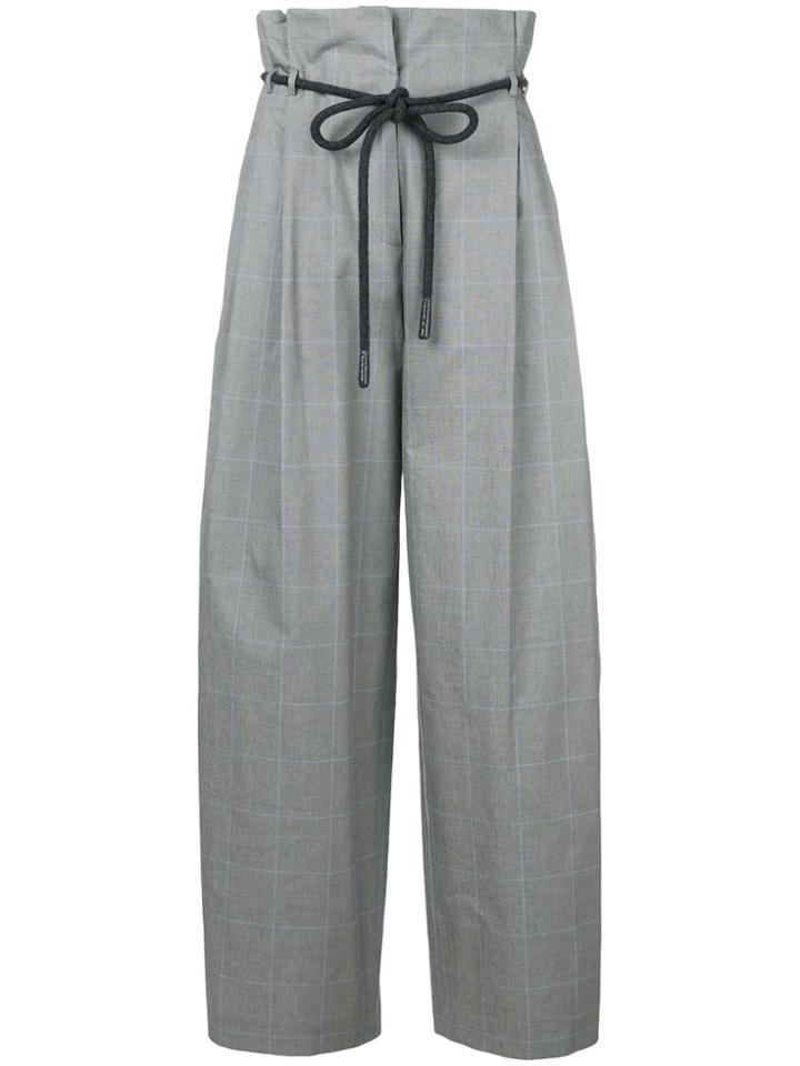 Off-white Checked High-rise Wide Trousers - Grey