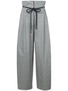 Off-white Checked High-rise Wide Trousers - Grey